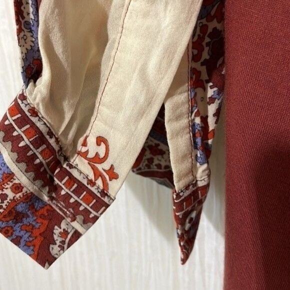 Anthropologie · Tiny Nahara Blouse · Rayon Split Neck Boho Paisley Top Small - Picture 6 of 10